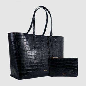 Black Hillside Tote In Embossed Leather By Jeff Wan $495